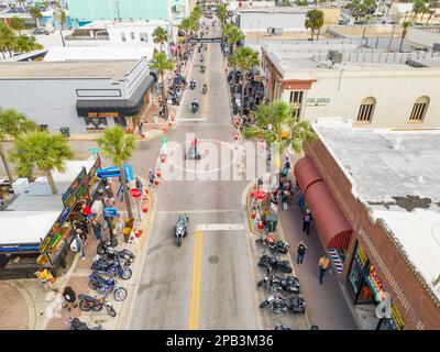 Daytona, FL, USA - March 10, 20223: Daytona Beach FL Bike Week Spring Break annual motorcycle gathering Stock Photo