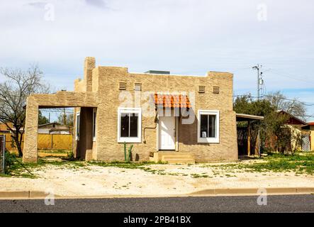 Small Spanish Stucco Abandoned House Stock Photo