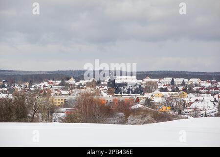 View of Harzgerode in winter Stock Photo