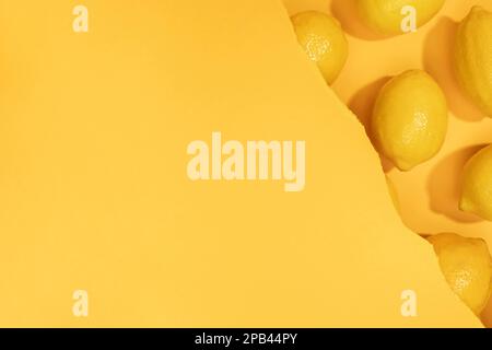 top view bunch lemons with copy space. High resolution photo Stock Photo