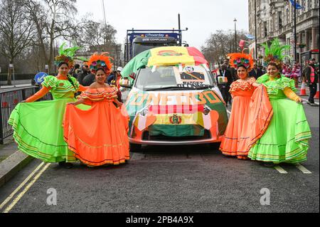 London, UK. 12th Mar, 2023. 12th March 2023, London, UK. Ten of thousands attends London’s St Patrick’s Day 2023 celebrations spectacular procession and parade of Irish marching bands, dancers and pageantry through the heart of London from Green Park through Piccadilly Circus to Trafalgar Square. Credit: See Li/Picture Capital/Alamy Live News Stock Photo