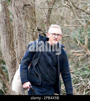 Barnes, UK. 12th Mar, 2023. Gary Lineker, BBC host of Match of the Day returns home to Barnes West London after walking his dog. Credit: Prixpics/Alamy Live News Stock Photo