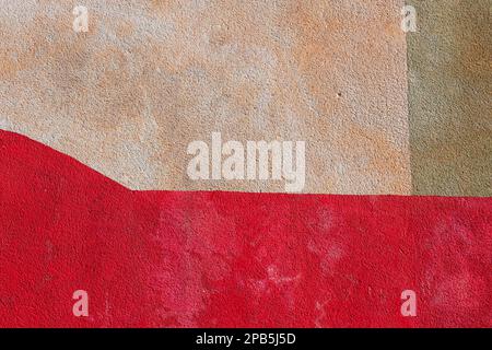 picture of a plastered wall painted with colorful geometric pattern Stock Photo