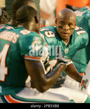 Miami Dolphins wide receiver Marty Booker celebrates his 5-yard touchdown  reception during the second quarter against the Chicago Bears at Soldier  Field in Chicago on November 5, 2006. (UPI Photo/Brian Kersey Stock