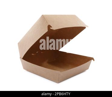 Empty paper box on white background. Container for food Stock Photo