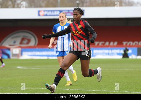 Crawley, UK. 12th Mar, 2023. Crawley, England, March 12th 2023: Khadija Shaw (MAN CITY, 21) at the Barclays FA Women's Super League football match between Brighton and Manchester City at Broadfield Stadium in Crawley, England. (Bettina Weissensteiner/SPP) Credit: SPP Sport Press Photo. /Alamy Live News Stock Photo
