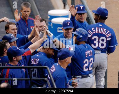 Texas Rangers first baseman Hank Blalock during a baseball game against the  Tampa Bay Rays, Saturday, July 4, 2009, in Arlington, Texas. (AP Photo/Matt  Slocum Stock Photo - Alamy