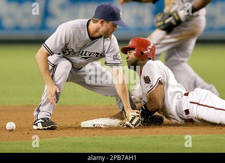 Milwaukee Brewers' Bill Hall greets J.J. Hardy who hit a home run in the  sixth inning against the Chicago Cubs at Miller Park in Milwaukee,  Wisconsin, on Friday, May 8, 2009. The