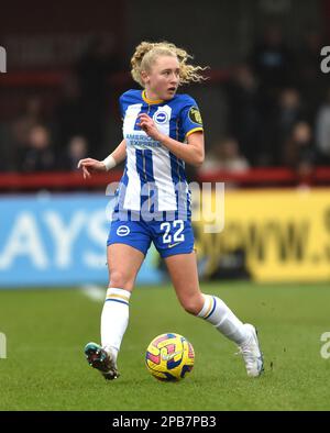 Crawley UK 12th March 2023 - Katie Robinson of Brighton during the Barclays Women's Super League match between Brighton & Hove Albion and Manchester City   : Credit Simon Dack /TPI/ Alamy Live News Stock Photo