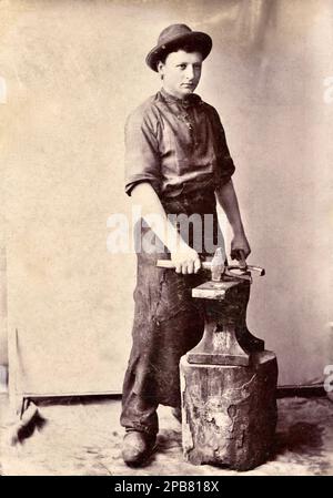 Blacksmith early 1900s,  Horseshoe Maker, Farrier, Metalsmith Turn of the Century Stock Photo