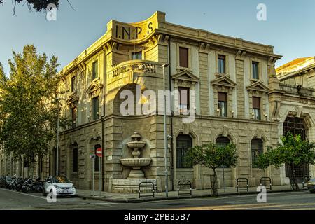 The INA-INPS building, a fine example of the “eclectic Messina” style built in 1926. Messina, Sicily, Italy, Europe Stock Photo