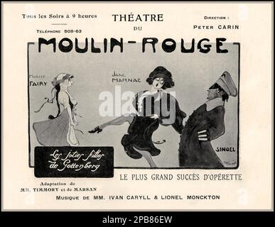Moulin Rouge Cabaret Vintage 1900s Performance Poster ' Les Jolies de Gottenberg' Le Moulin Rouge (Paris) France Goury, Georges (1877-1959). Stock Photo