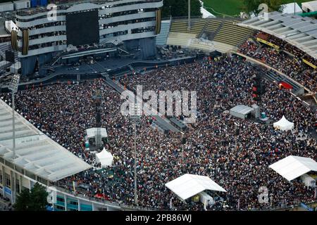 Aerial view of the Olympic Stadium during the concert of the