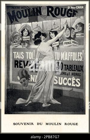 Vintage 1900s Souvenir card from Le Moulin Rouge Cabaret Paris France Goury, Georges (1877-1959). Stock Photo