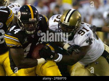 Pittsburgh Steelers' Najeh Davenport (44) runs past Carolina Panthers'  Shaun Williams (36) for a touchdown in