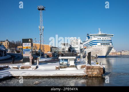 Cruise ferry M/S Silja Serenad of Silja Line shipping company moored at Olympia Terminal or South Harbour of Helsinki, Finland Stock Photo