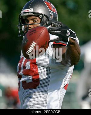 Tampa Bay Buccaneers David Boston wide receiver watches a replay