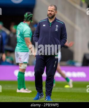 Edinburgh, UK. 12th Mar, 2023. Murrayfield, Edinburgh.12/03/2023, 12th March 2023: Guinness Six Nations 2023. Ireland coach Andy Farrell during the Scotland v Ireland, BT Murrayfield, Edinburgh. Credit: Ian Rutherford/Alamy Live News Stock Photo