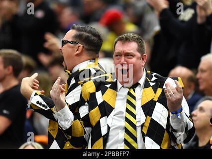 Chicago, Illinois, USA. 12th Mar, 2023. Purdue Boilermakers fan cheering during the NCAA Big Ten Conference Men's Basketball Tournament Championship at United Center in Chicago, Illinois. Dean Reid/CSM/Alamy Live News Stock Photo