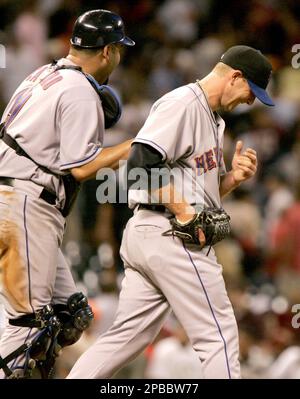Houston Astros closer Billy Wagner looks skyward after closing out the  ninth inning as the Astros beat the Tampa Bay Devil Rays 5-4, Saturday,  June 7, 2003, in Houston. Wagner got his
