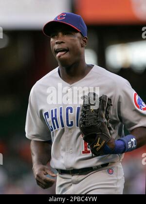 Chicago Cubs' Alfonso Soriano hits a solo home run in the sixth inning  against the Washington Nationals in a baseball game on Wednesday, Aug. 10,  2011, in Chicago. (AP Photo/Charles Cherney Stock