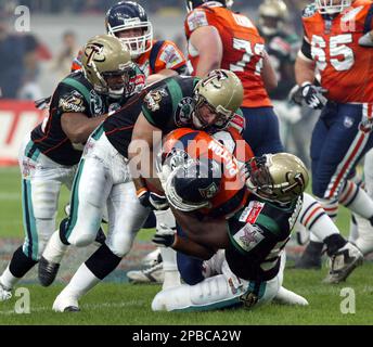 Frankfurt Galaxy Tim Morgan celebrate his team's win against Rhein Fire in  the NFL Europe League Championship World Bowl Final at the Hampden Park  stadium in Glasgow Stock Photo - Alamy