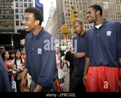 Ohio State's Greg Oden, the NBA Draft's likely top pick demonstrates  holding a basketball with his really dry hands during a news conference,  Wednesday, June 27, 2007 in New York. The NBA