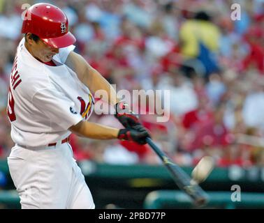 St. Louis Cardinals So Taguchi swings in the fourth inning against
