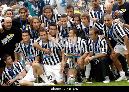 Juventus soccer team celebrate after winning the Italian Second