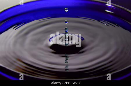 Water Drop Photography, blue Stock Photo