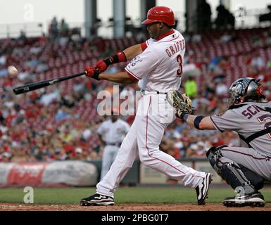 Ken Griffey Jr. of the Cincinnati Reds bats during 7-6 victory over the Los  Angeles Dodgers at Dodger Stadium in Los Angeles, Calif. on Wednesday, Jul  Stock Photo - Alamy