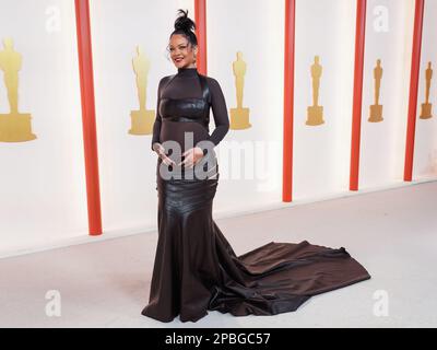 Los Angeles, California, USA. 12th Mar, 2023. Rihanna walking on the red carpet at The 95th Academy Awards held by the Academy of Motion Picture Arts and Sciences at the Dolby Theatre in Los Angeles, CA on March 12, 2023. (Photo by Sthanlee B. Mirador/Sipa USA) Credit: Sipa USA/Alamy Live News Stock Photo