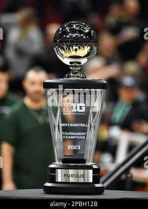 Chicago, Illinois, USA. 12th Mar, 2023. Tournament trophy on display at the NCAA Big Ten Conference Men's Basketball Tournament Championship at United Center in Chicago, Illinois. Dean Reid/CSM/Alamy Live News Stock Photo