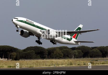 The Alitalia Boeing 777-200 plane, with Pope Benedict XVI aboard