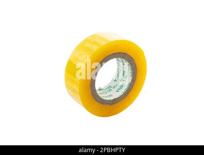 Packaging tape adhesive roll on white background Stock Photo