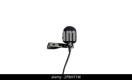 Closeup view of collar mic on white isolated background Stock Photo