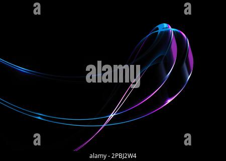 Light purple blue line effect on black background. dark abstract background with glowing wave. Shiny moving lines design element. Futuristic technolog Stock Photo