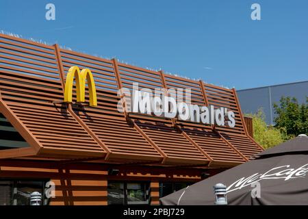 Bratislava, Slovakia - August, 4, 2022 : Exterior of McDonald's Store in Bratislava. Slovakia. Stock Photo