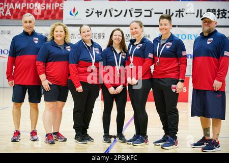 Tachikawa Japan. 12th Mar, 2023. USA team group, MARCH 12, 2023 - Goal Ball : Medal Ceremony at Arena Tachikawa Tachihi during 2023 Japan Para Goal Ball Championships in Tachikawa Japan. Credit: SportsPressJP/AFLO/Alamy Live News Stock Photo