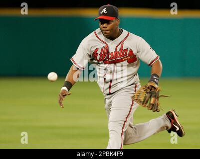 Florida Marlins' shortstop Edgar Renteria prepares to make the throw to  first against the St. Louis Cardinals in Miami Saturday May 25, 1996.(AP  Photo/Jeffrey Boan Stock Photo - Alamy