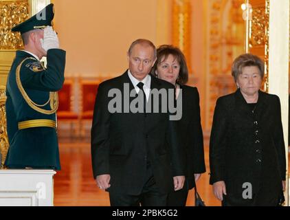 Naina Yeltsin wife of Russian President Boris Yeltsin left and Mila ...