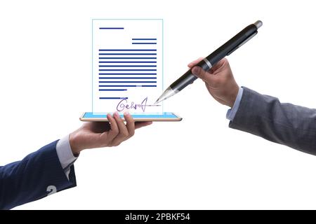 Electronic signature concept in business Stock Photo