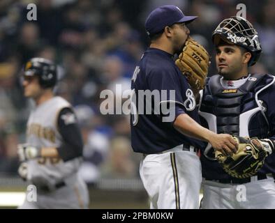 Pittsburgh Pirates' Jason Bay trots around third to greetings from