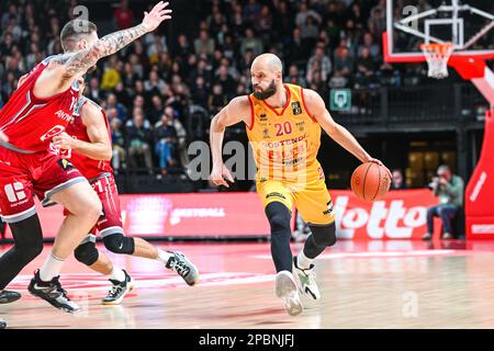 Belgium . 12/03/2023, Dusan Djordjevic of Ostend pictured during a basketball game between  Antwerp Giants and BC Filou Oostende in the Belgian Cup final men , on Sunday 12 th March 2023 at Vorst National , Belgium . PHOTO SPORTPIX  | STIJN AUDOOREN Credit: sportpix/Alamy Live News Stock Photo