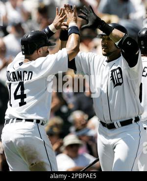 Detroit Tigers' Gary Sheffield celebrates his solo home run in the