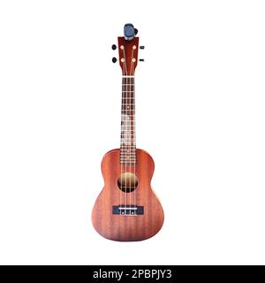 Ukulele, isolated on a white background. Classic ukulele, small wooden guitar Stock Photo