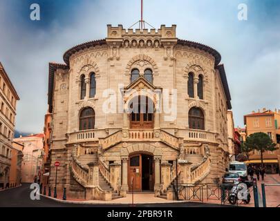 Ornate building of the national court house of the country of the Principality of Monaco in Monaco Ville, Monaco Stock Photo