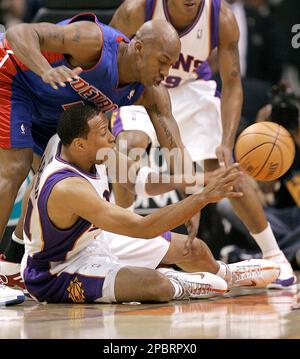 Amare Stoudemire dunks against the San Antonio Spurs during the second  quarter of the Western Conference Final game one Sunday, May 22, 2005 at  America West Arena in Phoenix.(AP Photo/Matt York Stock