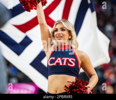 March 11 2023 Las Vegas, NV, U.S.A. Arizona Wildcats cheerleaders during the NCAA Pac 12 Men's Basketball Tournament Championship between Arizona Wildcats and the UCLA Bruins. Arizona beat UCLA 61-59 for the Pac 12 championship at T Mobile Arena Las Vegas, NV. Thurman James/CSM Stock Photo