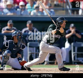 Colorado Rockies' Kazuo Matsui, right, gets a thumbs up from